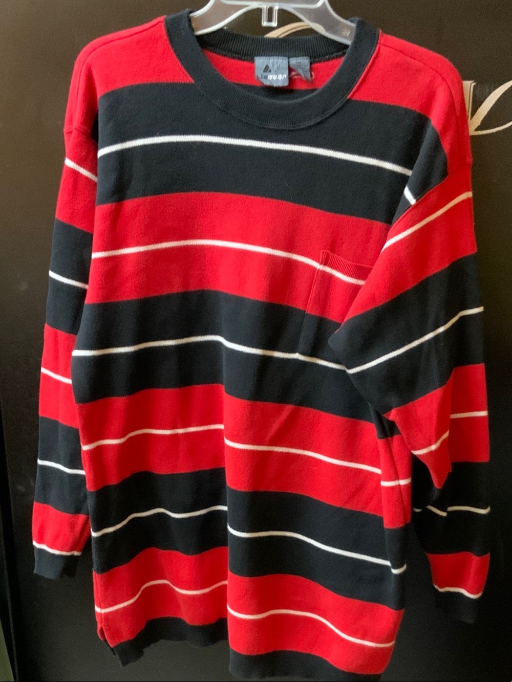 Argyle Red & Black Striped Crewneck Sweater